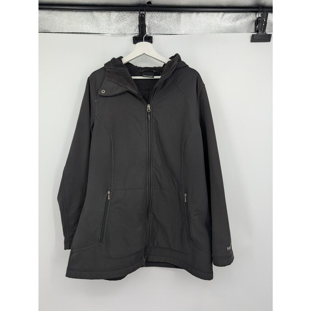 Marmot Soft Shell Fleece Lined Hooded Full Zip Women's XL Black CC-445R